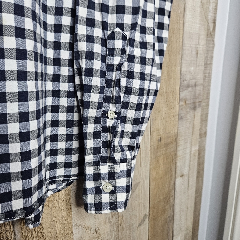 Lacoste Button Up Long Sleeve Gingham Classic Fit Poplin Shirt Sze 44 Blue White - Picture 2 of 10